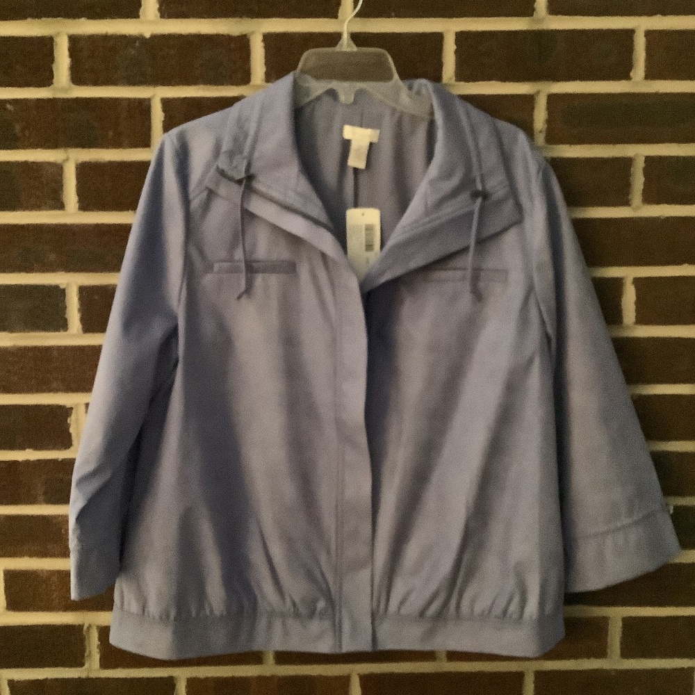 $29 🌹CHICO’S Pebbled Touch 3/4 Sleeve Zip Up Jacket Sz 2 Lilac